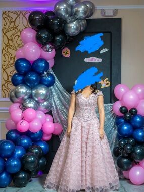 Sparkling Pink Lace Quinceañera Dress - Brand: